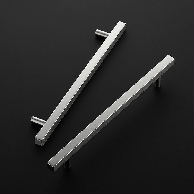 Ravinte Brushed Nickel Cabinet Handles 25 Pack 7-1/2 inch Satin Nickel Square Cabinet Pulls Silver Hardware for Kitchen Cabinets 10 inch Overall Length Stainless Steel Drawer Pulls