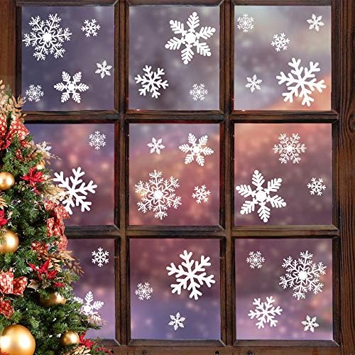 LUDILO 135Pcs Christmas Decorations Window Clings Snowflakes Window Decals by LUDILO