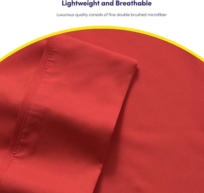 Twin Size Bed Sheets - 4 Piece 1500 Supreme Collection Fine Brushed Microfiber Deep Pocket Twin Sheet Set Bedding - 1 EXTRA PILLOW CASES, GREAT VALUE, Twin, Samba Red