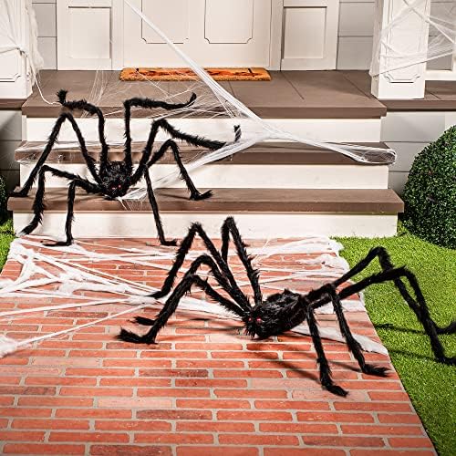 JOYIN 2 Pack 5 Ft Halloween Outdoor Decorations Hairy Black Spider, Scary Giant Spider, Fake Large Haunted House Props, Halloween Yard Lawn Decorations Party Indoor Decor - Image 7