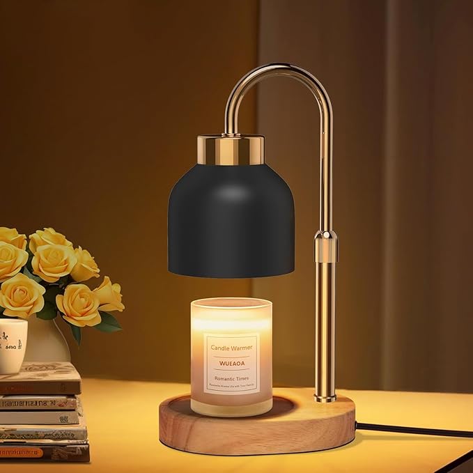 Candle Warmer Lamp with Timer and Dimmer, Height and Brightness Adjustable, Black Electric Wax Warmer for Women Mom, Best Birthday and House Warming Gift New Home Decor