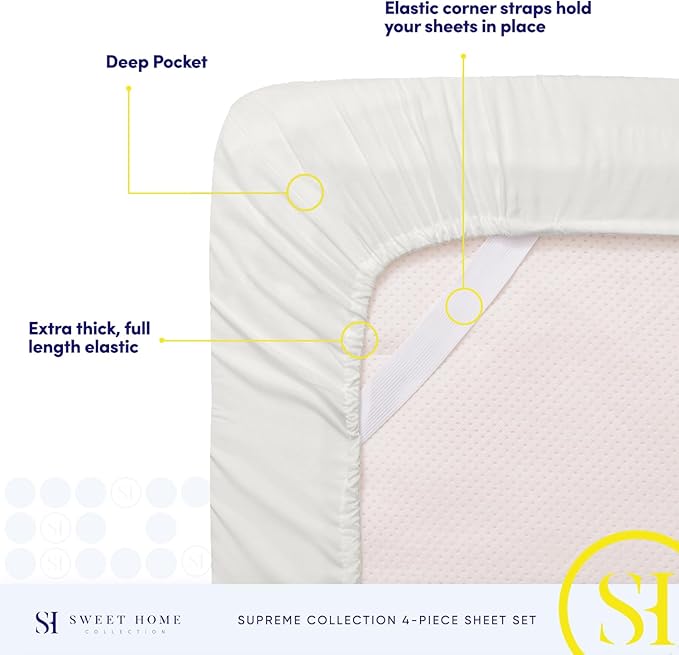 1800 Thread Count Sheet Set – Soft Egyptian Quality Brushed Microfiber Sheets – Luxury Bedding Set with Flat Sheet, Fitted Sheet, Pillow Cases, King, Ivory, Sheet Set