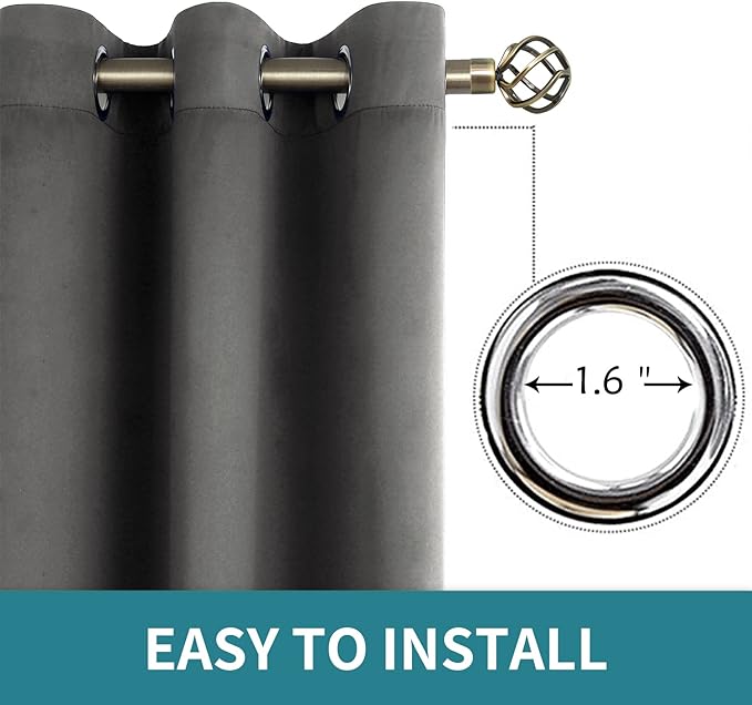 BGment Blackout Curtains for Bedroom - Grommet Thermal Insulated Room Darkening Curtains for Living Room, Set of 2 Panels, Each 55 x 96 Inch, Dark Grey