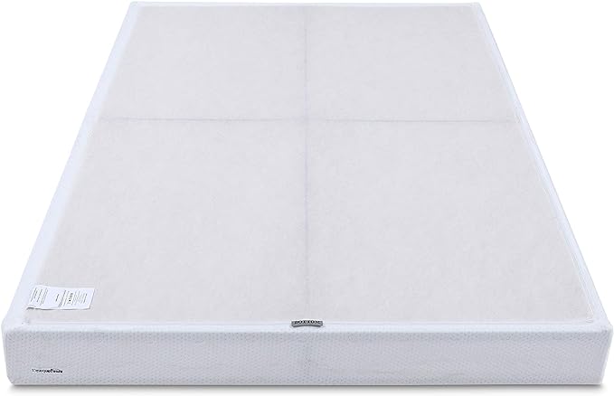 Amazon Basics Smart Box Spring Bed Base, 5-Inch Height Mattress Foundation, Tool-Free Easy Assembly, King, 79"L x 75.5"W x 5"H, White