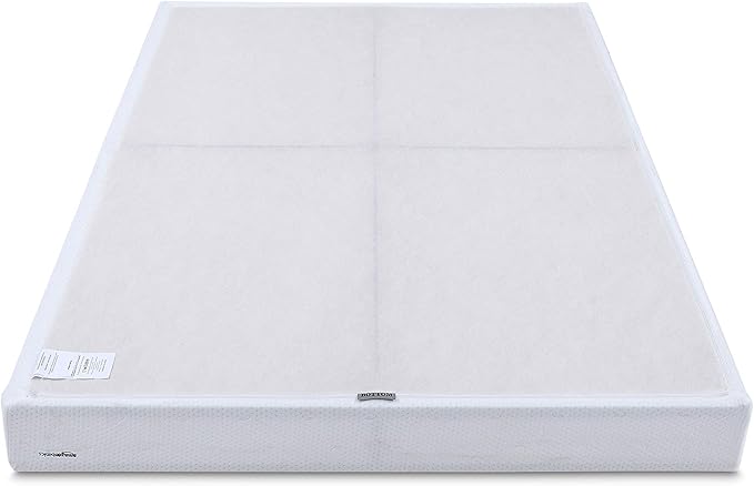 Amazon Basics Smart Box Spring Bed Base, 9-Inch Height Mattress Foundation, Tool-Free Easy Assembly, Queen, 79"L x 59.5"W x 9"H, White
