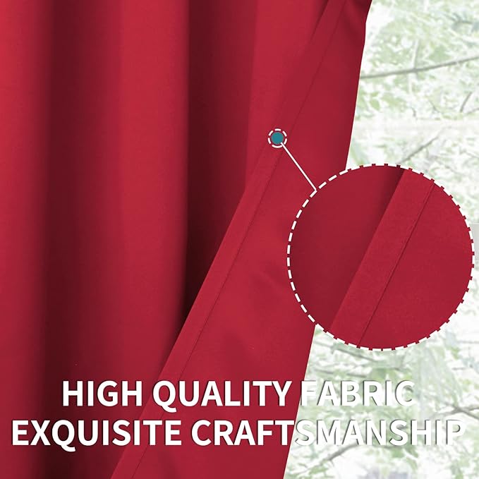 BGment Room Darkening Curtains 72 Inches Long - Grommet Thermal Insulated Drapes Window Treatment Curtains for Bedroom, 2 Panels, 42 x 72 Inch, Red
