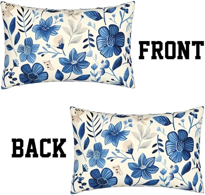 Outdoor Pillows Blue Pillow Covers 16x24 Inch Set of 2 Throw Pillow Covers, Scandinavian Throw Pillows, Lumbar Pillows Cushion Covers Decorative Pillow Covers for Couch Garden Patio Furniture J334