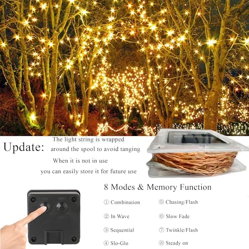 Joomer Solar Fairy Lights, 2-Pack Total 80FT 240LED Lights, Warm White - Image 3