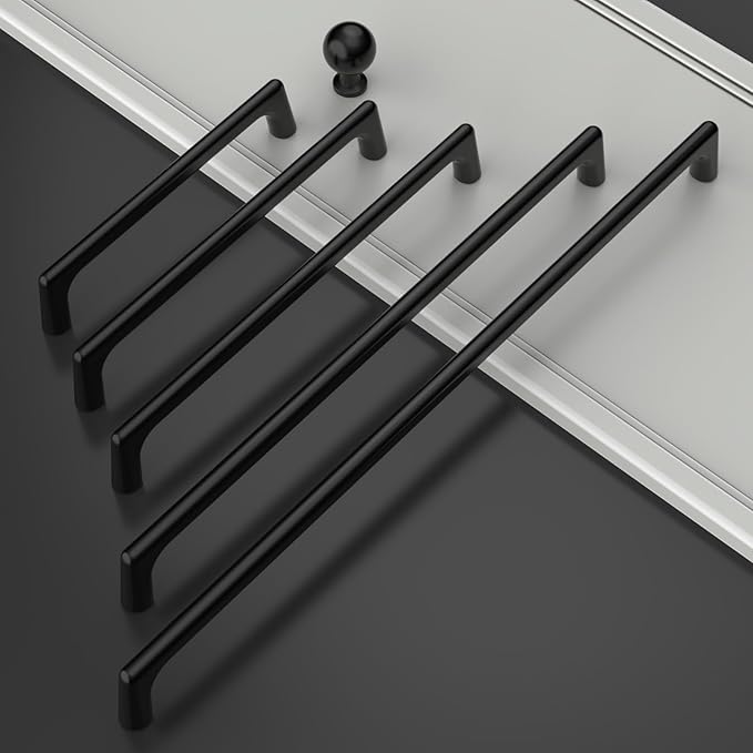 Amerdeco 10 Pack Matte Black Cabinet Pulls 6.3 Inch(160MM) Hole Centers Kitchen Cabinet Handles Hardware Kitchen Handles for Cabinets Cupboard Handles Drawer Pulls ZH0041