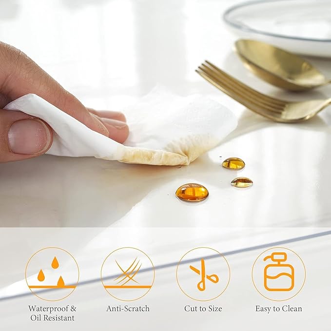 Deep Dream 1.5mm Clear Desk Cover Protector, 42×68 Inch Clear Desk Cover, Clear Desk Mat, Table Cover Tablecloth Protector Rectangle, Table Protector for Dining Room Table