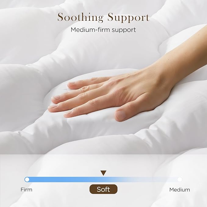 Decroom 3 Inch Memory Foam Mattress Topper Queen Size for Back Pain Relief, Thicked Down Alternative-Lined Mattress Pad，Filled with Breathable & Soft Memory Foam Pillow Top, 80x60x3 Inch