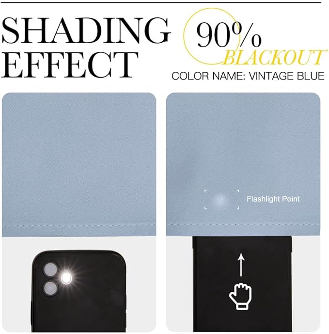 NICETOWN Vintage Blue Curtains 110 inches Long, Grommet Thermal Insulated Blackout Curtains Privacy Window Treatments Sound Reducing for Bedroom/Living Room, W66 x L110, 2 Panels