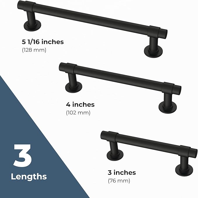 Franklin Brass - Francisco Matte Black Cabinet Handles 5 Inch (5") Hole Center Pulls | Easy Install, Durable Hardware for Kitchen Cabinet Door, Drawers, Dresser Pull, Furniture (10 Pack)