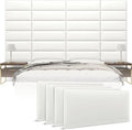 Vänt Upholstered Wall Panels - King/Cal King Size Wall Mounted Headboards - Vintage Leather White Dove - Twin/King - Set of 4 Panels (Each Individual Panel 39"x11.5")