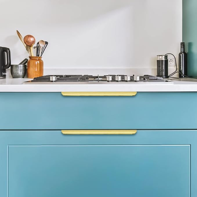 Ravinte Hardware 30 Pack Gold Cabinet Handles, 11.8 Inch (300mm) Finger Edge Pulls, 8.8 Inch Hole Center, Finger Pulls for Cabinets