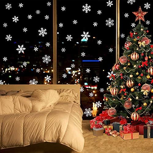 LUDILO 135Pcs Christmas Decorations Window Clings Snowflakes Window Decals - Image 3