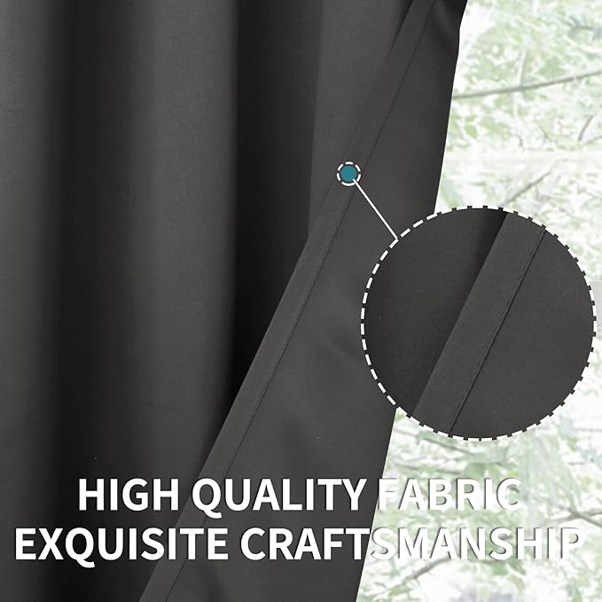 BGment Dark Grey Short Blackout Curtains for Small Windows, 38 x 45 Inch Thermal Insulated Tier Set of 2 Panels Sun Blocking Drapes for Kitchen Bedroom