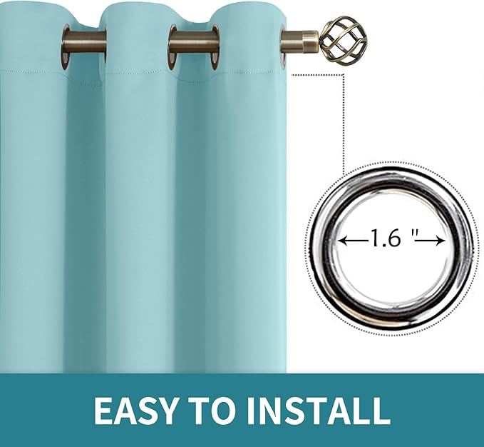 BGment Blackout Curtains - Grommet Thermal Insulated Room Darkening Bedroom and Living Room Curtains, Set of 2 Panels (42 x 72 Inch, Baby Blue)