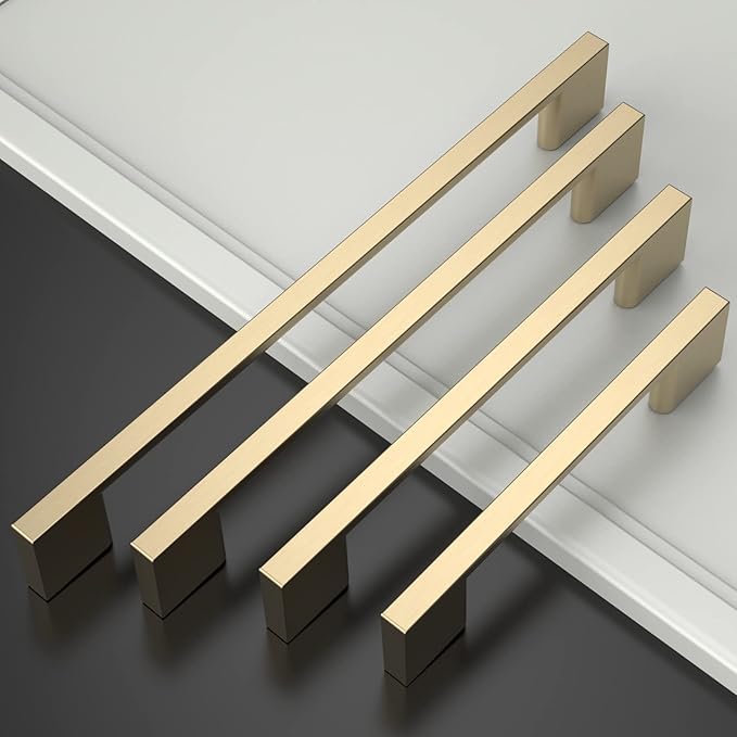 Asidrama 10 Pack 7.5 Inch(192mm) Brushed Brass Kitchen Cabinet Handles, Cabinet Pulls Kitchen Cabinet Hardware for Cupboard Drawer Pulls