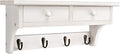 Emfogo Coat Hooks Wall Mounted, Rustic Wood Coat Rack Wall Mount Shelf with Hooks, Farmhouse Wall Coat Rack with Shelf & Coat Hook for Entryway, Mudroom, Bedroom, Kitchen, Bathroom (White)