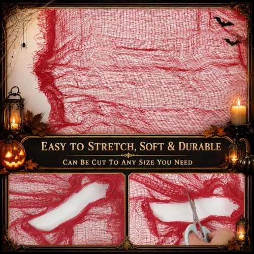 Set of 5 Red Halloween Gauze Creepy Cloth Fabric Tapestry Decor Decoration - Image 2