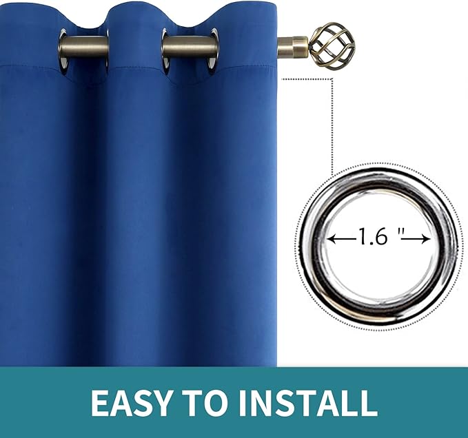 BGment Blackout Curtains for Bedroom - Grommet Thermal Insulated Room Darkening Curtains for Living Room, 42 x 84 Inch, 2 Panels, Royal Blue