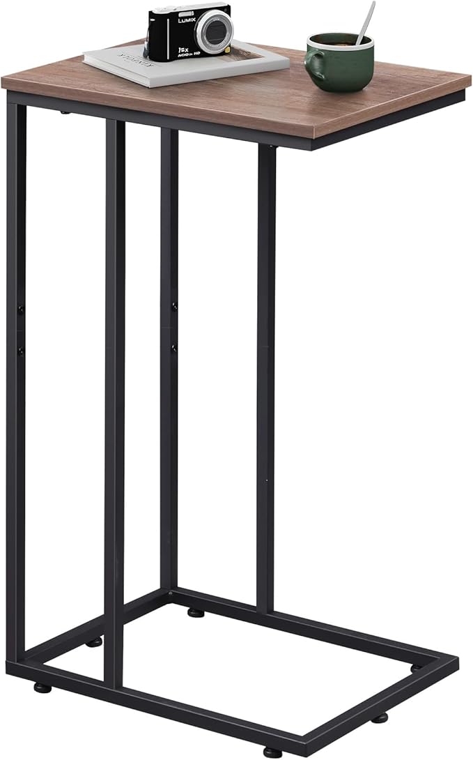 WLIVE C Shaped End Table, Small Side Tables for Sofa and Bed, Couch Table That Slides Under for Living Room, Bedroom, Home Office, Small Spaces