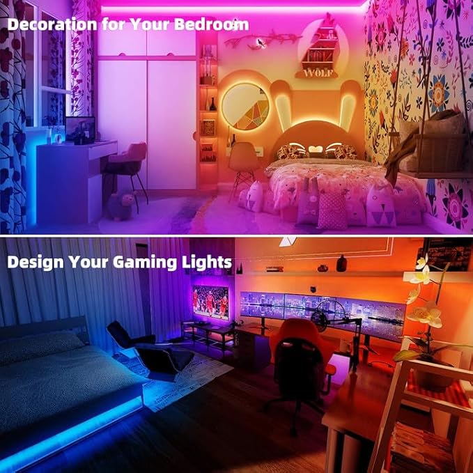 TJOY LED Strip Lights with 44 Key Remote Control 50ft, Multi-Color RGB LED Lights, Color Changing LED Light Strip for Bedroom, LED Strip Lighting for Room Decor Aesthetic, TV, DIY