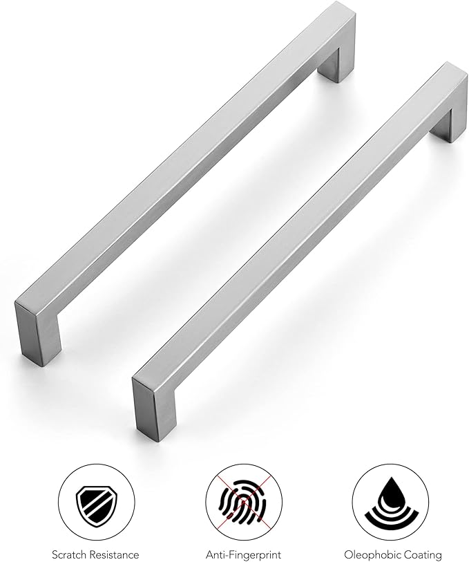 Ravinte 25 Pack 7-1/2 Inch Kitchen Square Cabinet Handles Satin Nickel Pulls Brushed Nickel Kitchen Cabinet Hardware Handles for Cupboard Drawer Pulls