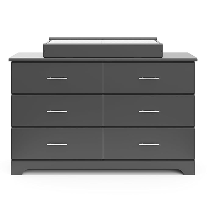Storkcraft Brookside 6-Drawer Dresser (Gray) – GREENGUARD Gold Certified, Gray Dresser for Bedroom, Kids & Nursery Storage Chest, Safety Interlocking Drawers, Pre-Installed Tracks, Kids Chest