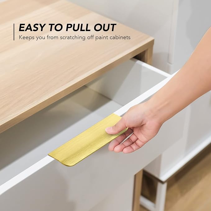 Ravinte Hardware 12 Pack Gold Cabinet Handles, 4.75 Inch (120mm) Finger Edge Pulls, 3.75 Inch Hole Center, Finger Pulls for Cabinets