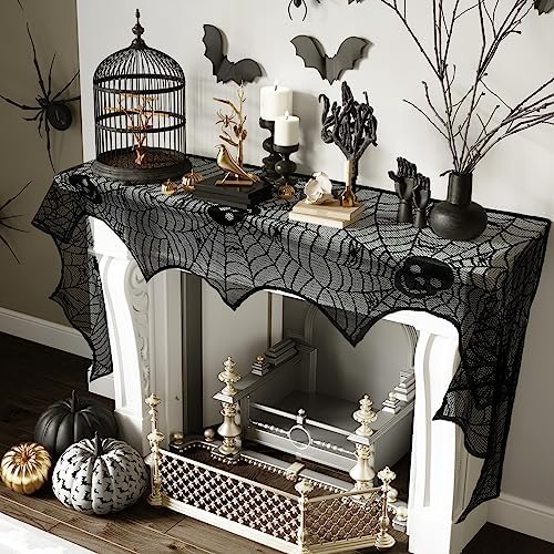 AerWo Skull Spiderweb Halloween Fireplace Mantel Scarf Decorations Indoor - Image 6