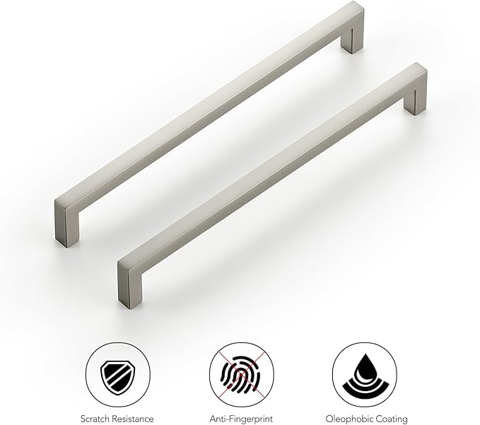 Ravinte 10 Pack Solid 7-1/2 Inch Center to Center Slim Square Bar Dresser Drawer Handles Kitchen Cabinet Handles Brushed Nickel Drawer Pulls Kitchen Cabinet Hardware Pulls