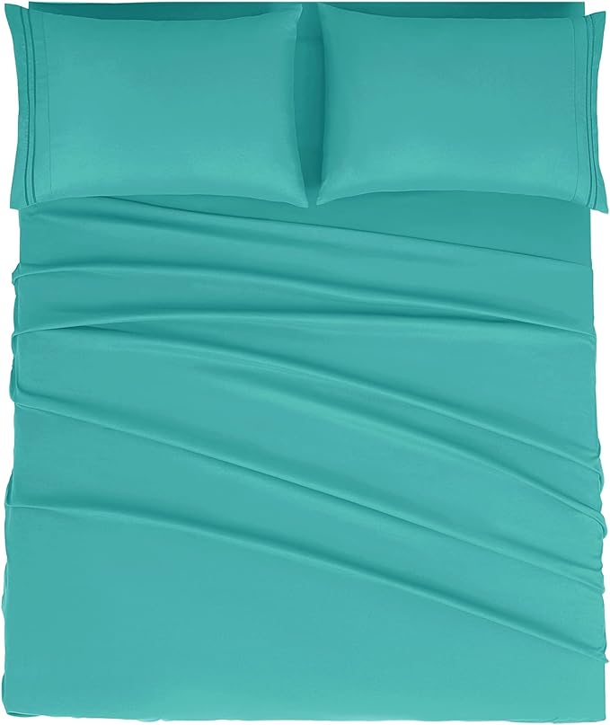 Mejoroom Full Size Sheet Set - Extra Soft Luxury Brushed Microfiber Sheets with 16 Inch Deep Pocket - Soft, Breathable, Wrinkle, Fade & Stain Resistant- 4 Piece (Full, Teal)