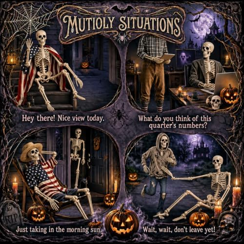 Abakuku 2 Pack 36" Halloween Skeleton Decorations,Human Bones for Halloween Party with Movable Joints,for Haunted Houses, Front Lawn, Graveyard Props - Image 5