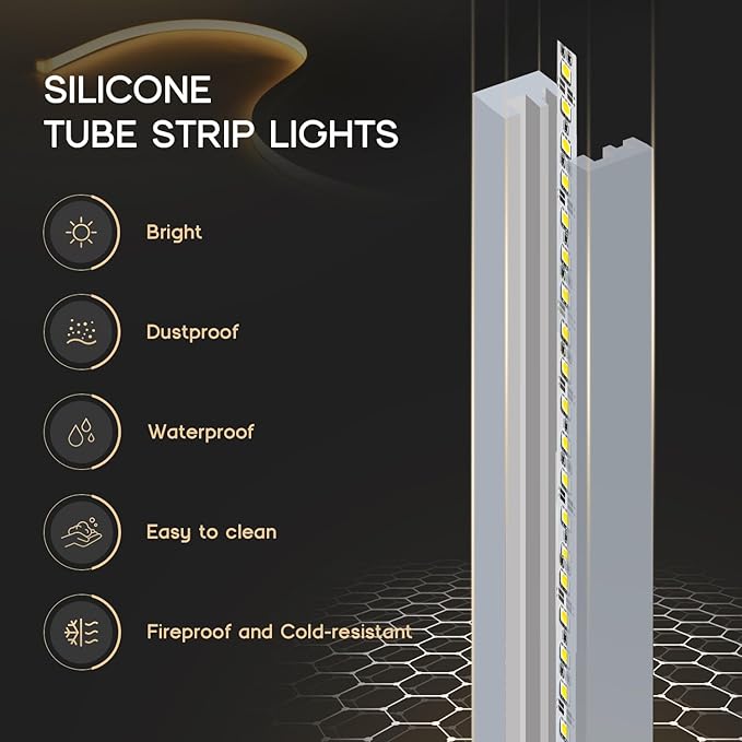 LED Strip Lights Warm White 3000K,9.8ft 110-120V Neon Rope Lights,Flexible Silicone Outdoor Waterproof Neon Strip Lights for Bedroom,Mirror,Kitchen Cabinet, Living Room,Halloween Decor