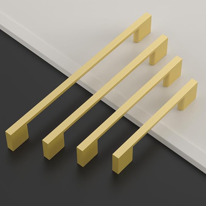 Asidrama 6 Pack 10 Inch(256mm) Brushed Gold Kitchen Cabinet Handles, Cabinet Pulls Kitchen Cabinet Hardware for Cupboard Drawer Pulls