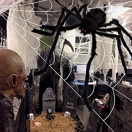 OCATO 200" Halloween Decorations Spider Web Outdoor +59" Giant Spider Décor - Image 3