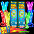 Glow Sticks Bulk Neon Party Supplies - 200 8” Neon Party Glow Sticks w/ Connectors for Glow Necklaces and Glow Bracelets Glow in the Dark Party Supplies by PartySticks