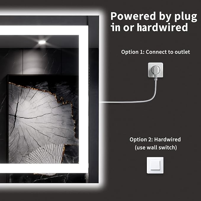 LOAAO 66"X40" LED Mirror for Bathroom, Lighted Bathroom Mirror with Lights, Anti-Fog, Dimmable, Memory Function, Easy to Install, Clear Reflection