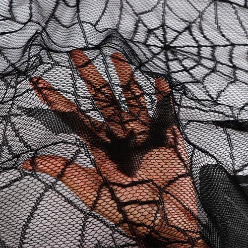 AerWo Halloween Decorations Indoor Fireplace Mantel Scarf, Black Lace Spiderweb Fireplace Cover for Halloween Mantle Decor Festive Party Supplies,20x79 inches - Image 6