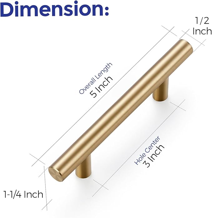 Ravinte 3 Pack 5 Inch Cabinet Pulls Champagne Bronze Stainless Steel Kitchen Drawer Pulls Cabinet Handles 5 InchLength, 3 Inch Hole Center