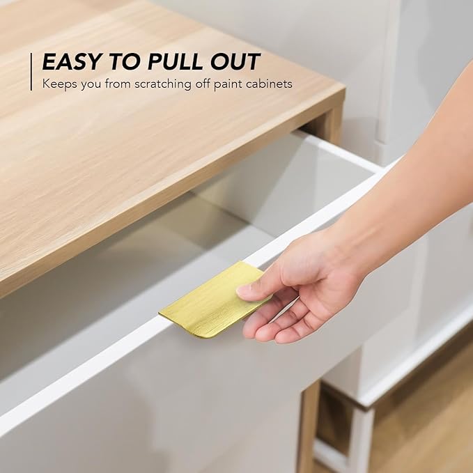 Ravinte Hardware 30 Pack Gold Cabinet Handles, 3 Inch (76mm) Finger Edge Pulls, 2 Inch Hole Center, Finger Pulls for Cabinets