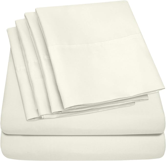 Twin Size Bed Sheets - 4 Piece 1500 Supreme Collection Fine Brushed Microfiber Deep Pocket Twin Sheet Set Bedding - 1 EXTRA PILLOW CASES, GREAT VALUE, Twin, ivory