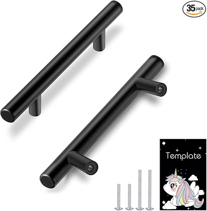 HBL' 35 Pack | 3 Inch Center to Center Matte Black Cabinet Pulls Kitchen Cabinet Handles,Made of Stainless Steel,Ideal for Cabinet,Drawer,Cupboard and Wardrobe.