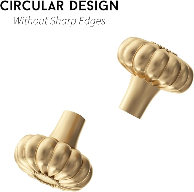 goldenwarm 2 Pack Gold Dresser Knobs for Drawer Knob for Cabinet Pulls Luxury Hardware Handle Brushed Brass Vintage Pull