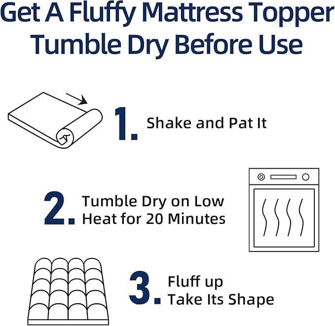 Mattress Topper Twin XL for Back Pain, Extra Thick Mattress Pad Cover, Plush Pillow Top, Deep Elastic Pocket, Navy