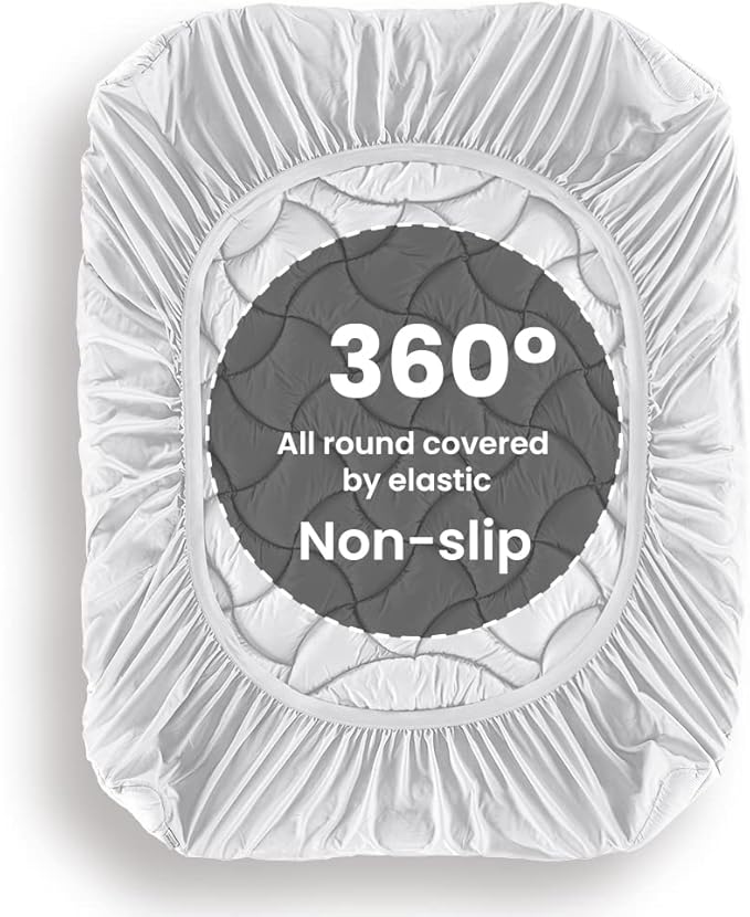 SLEEP ZONE Cooling Mattress Topper Cal King, Premium Zoned Quilted Mattress Pad, Pillow Top Mattress Protector Cover, Machine Wash Durable, Deep Pocket 8-21 inch, Silver Grey, Cal King