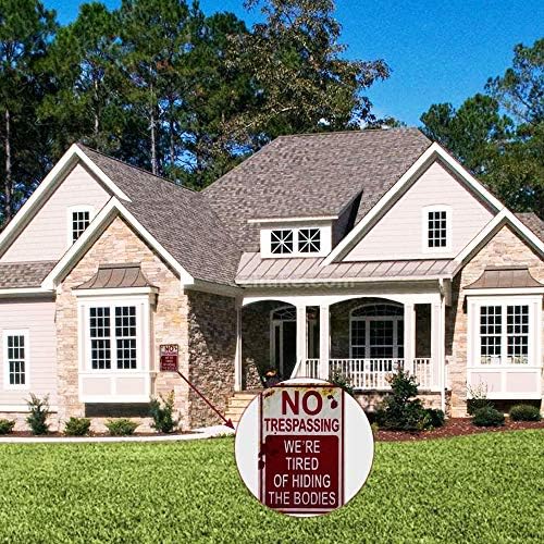 Halloween Decoration Halloween Signs Retro Fashion chic Funny Metal Tin Sign No Trespassing We're Tired of Hiding The Bodies. - Image 3