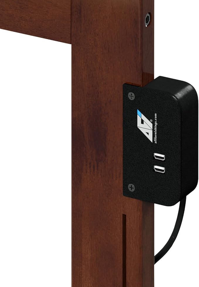 AFI, Mission Twin Solid Wood Headboard with Attachable Charger, Walnut